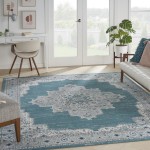 Nourison Passion PSN03 Area Rug, Turquoise/Grey, 8' x 10'