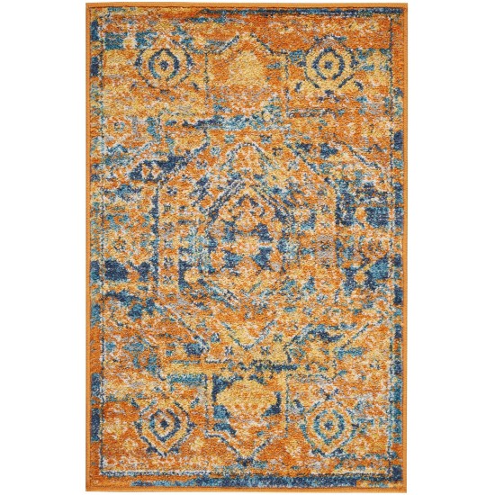 Nourison Passion PSN07 Area Rug, Teal/Sun, 1'10" x 2'10"