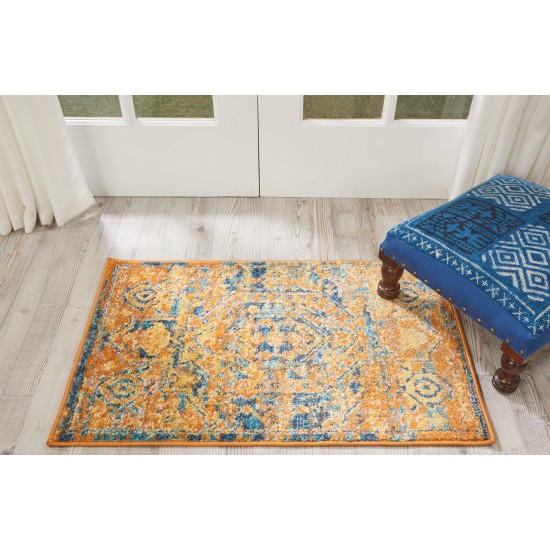 Nourison Passion PSN07 Area Rug, Teal/Sun, 1'10" x 2'10"