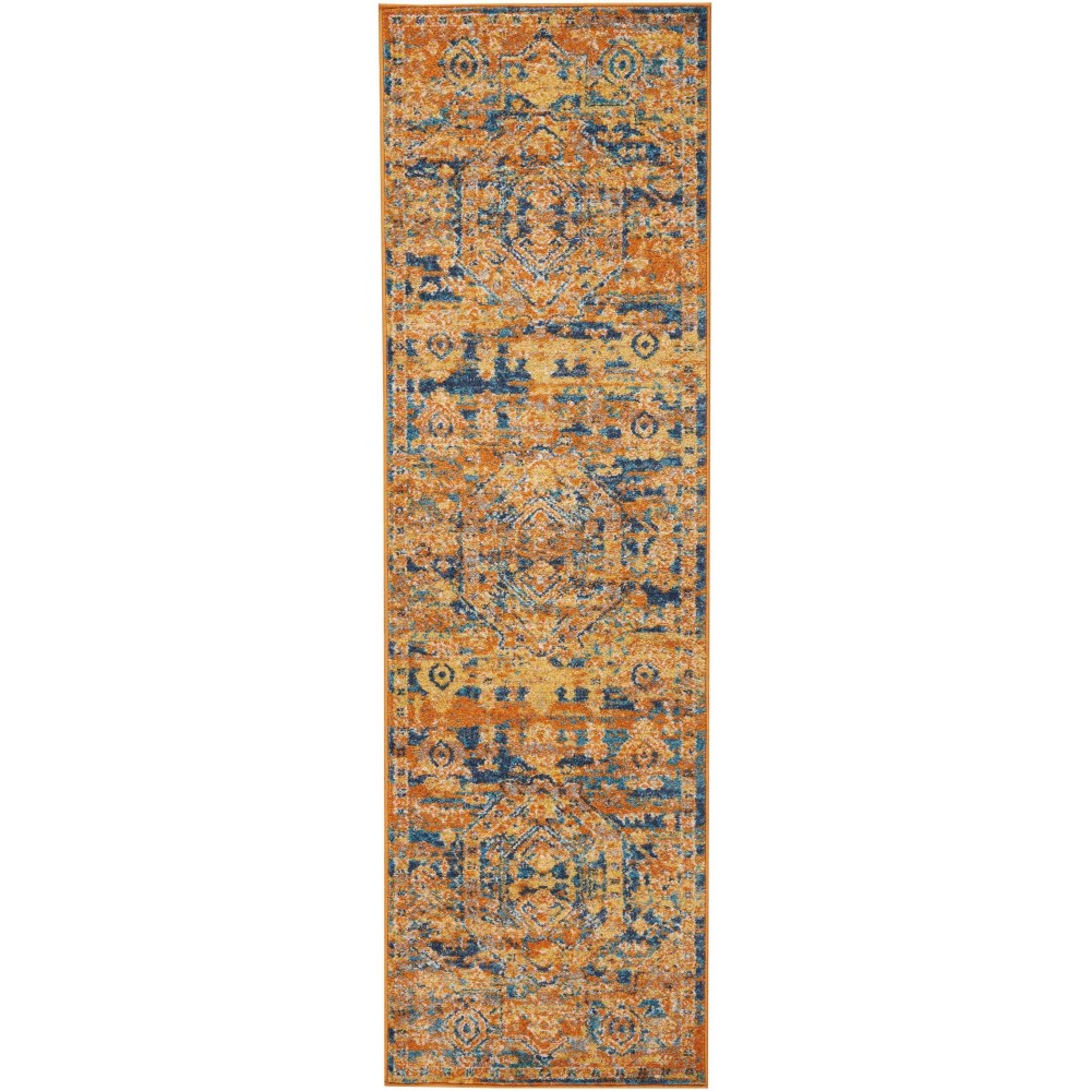 Nourison Passion PSN07 Runner Rug, Teal/Sun, 2'2" x 7'6"