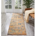 Nourison Passion PSN07 Runner Rug, Teal/Sun, 2'2" x 7'6"