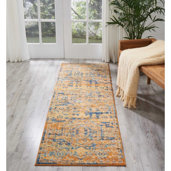 Nourison Passion PSN07 Runner Rug, Teal/Sun, 2'2" x 7'6"