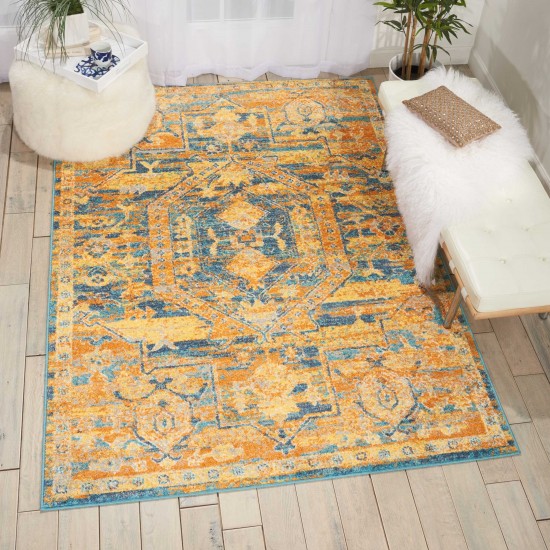 Nourison Passion PSN07 Area Rug, Teal/Sun, 5'3" x 7'3"