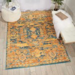 Nourison Passion PSN07 Area Rug, Teal/Sun, 5'3" x 7'3"