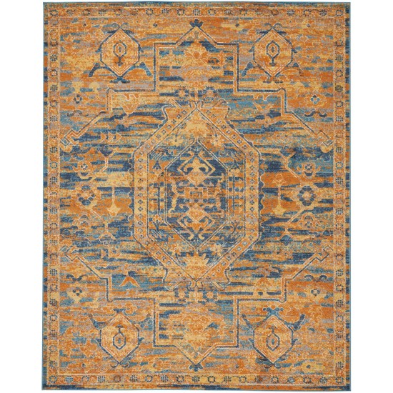 Nourison Passion PSN07 Area Rug, Teal/Sun, 8' x 10'