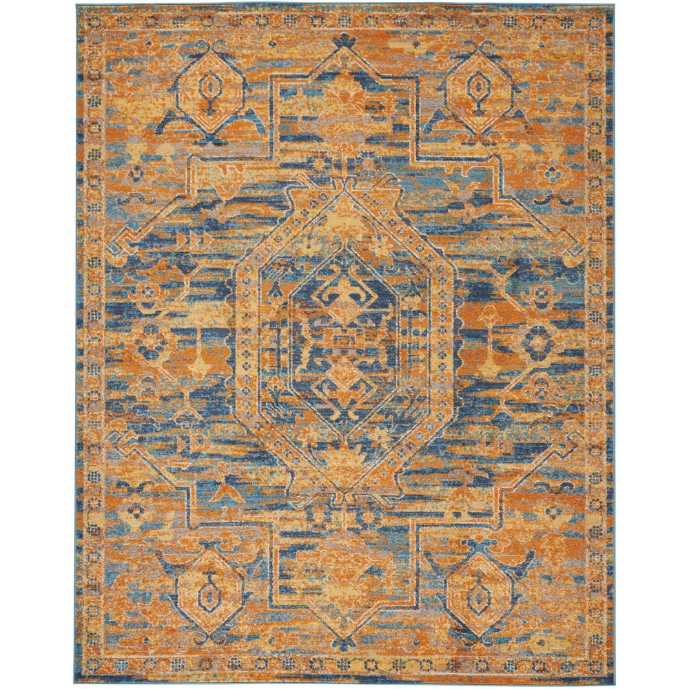 Nourison Passion PSN07 Area Rug, Teal/Sun, 8' x 10'