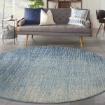 Nourison Passion PSN09 Area Rug, Navy/Light Blue, 8' x Round