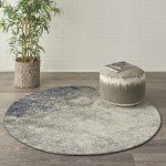 Nourison Passion PSN10 Area Rug, Charcoal/Ivory, 4' x Round