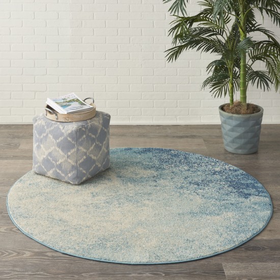 Nourison Passion PSN10 Area Rug, Navy/Light Blue, 5'3" x Round