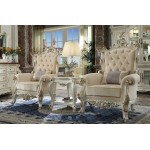 ACME Picardy II Accent Chair w/1 Pillow, Fabric & Antique Pearl