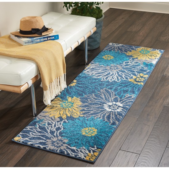 Nourison Passion PSN17 Runner Rug, Blue, 1'10" x 6'