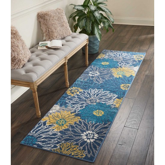 Nourison Passion PSN17 Runner Rug, Blue, 2'2" x 7'6"