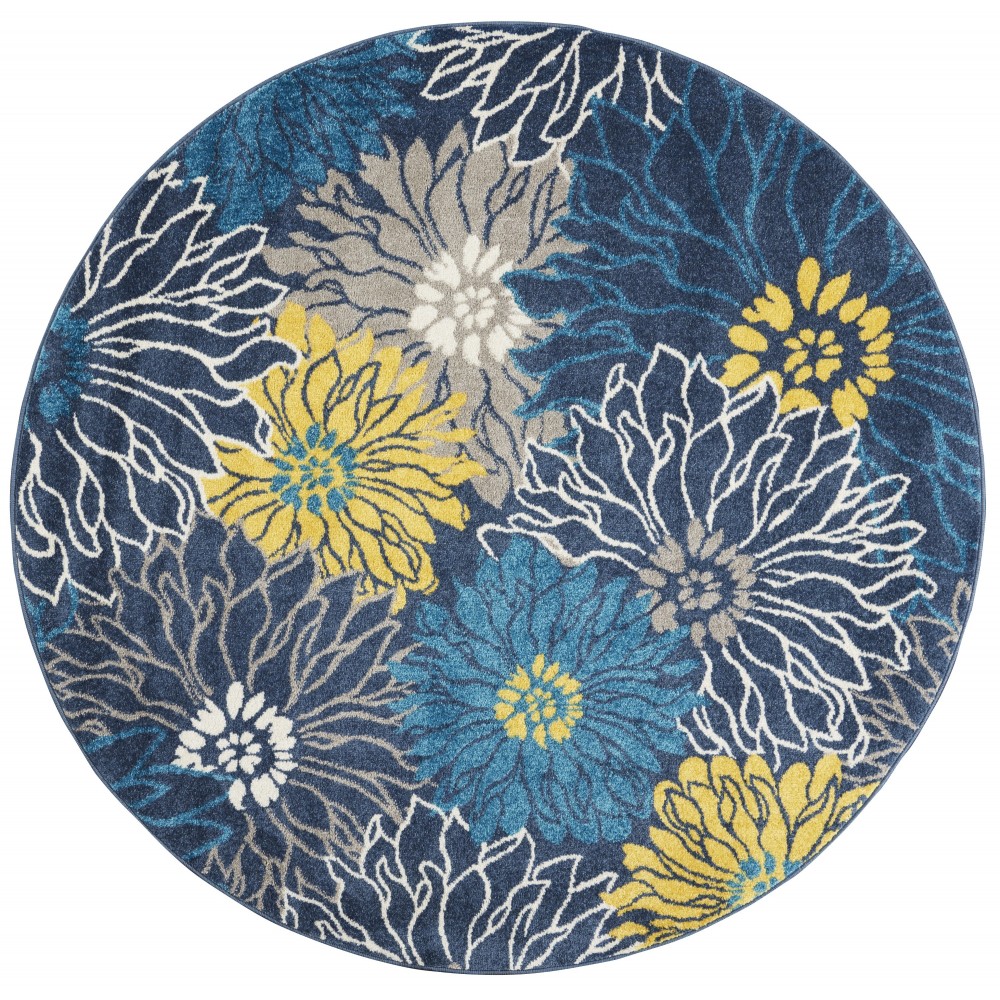 Nourison Passion PSN17 Area Rug, Blue, 5'3" x Round