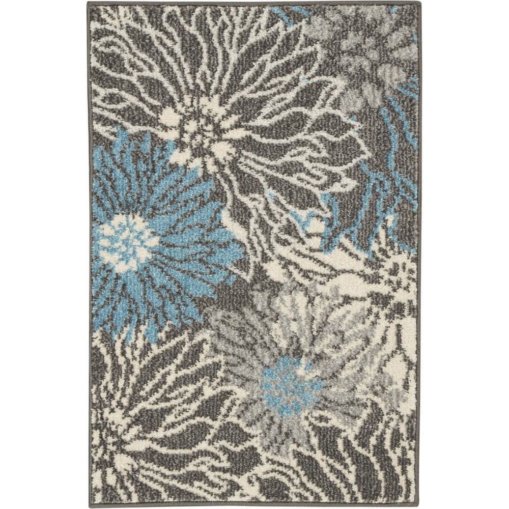 Nourison Passion PSN17 Area Rug, Charcoal/Blue, 1'10" x 2'10"