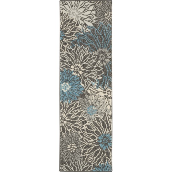 Nourison Passion PSN17 Runner Rug, Charcoal/Blue, 1'10" x 6'