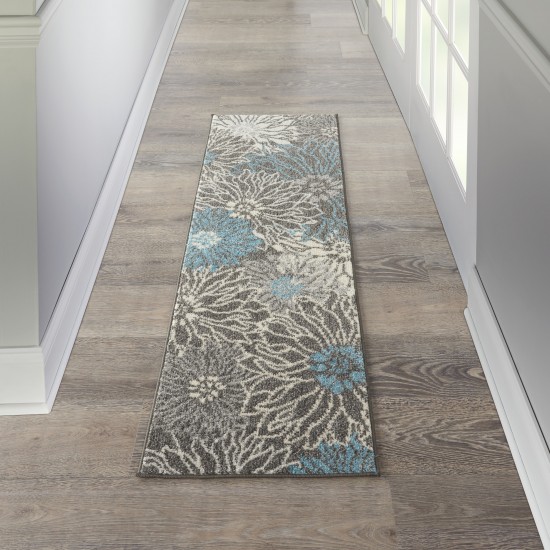 Nourison Passion PSN17 Runner Rug, Charcoal/Blue, 1'10" x 6'