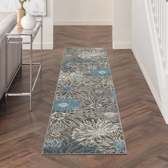 Nourison Passion PSN17 Runner Rug, Charcoal/Blue, 2'2" x 10'