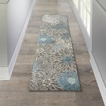 Nourison Passion PSN17 Runner Rug, Charcoal/Blue, 2'2" x 7'6"