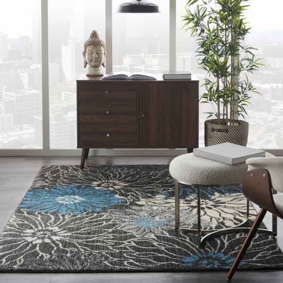 Nourison Passion PSN17 Area Rug, Charcoal/Blue, 3'9" x 5'9"