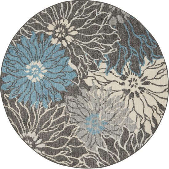 Nourison Passion PSN17 Area Rug, Charcoal/Blue, 5'3" x Round