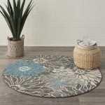 Nourison Passion PSN17 Area Rug, Charcoal/Blue, 5'3" x Round