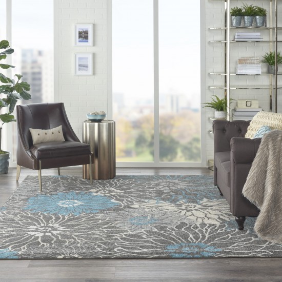 Nourison Passion PSN17 Area Rug, Charcoal/Blue, 6'7" x 9'6"