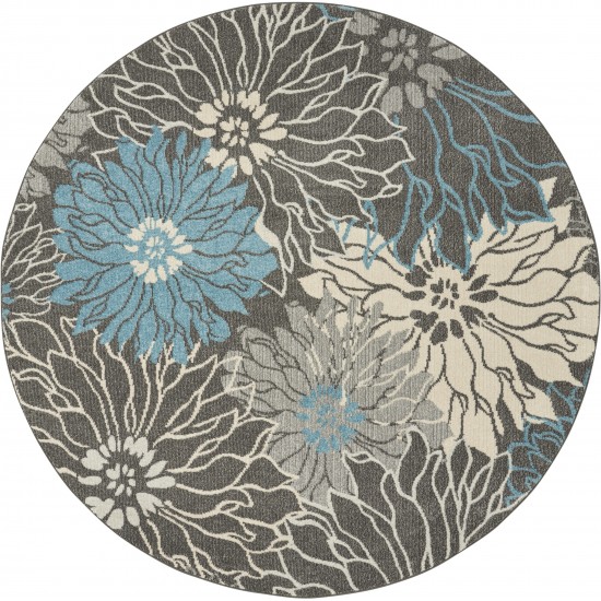 Nourison Passion PSN17 Area Rug, Charcoal/Blue, 8' Round