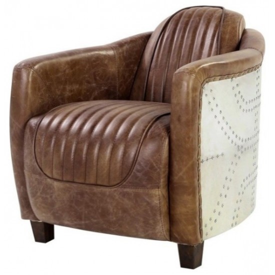 ACME Brancaster Chair, Retro Brown Top Grain Leather & Aluminum