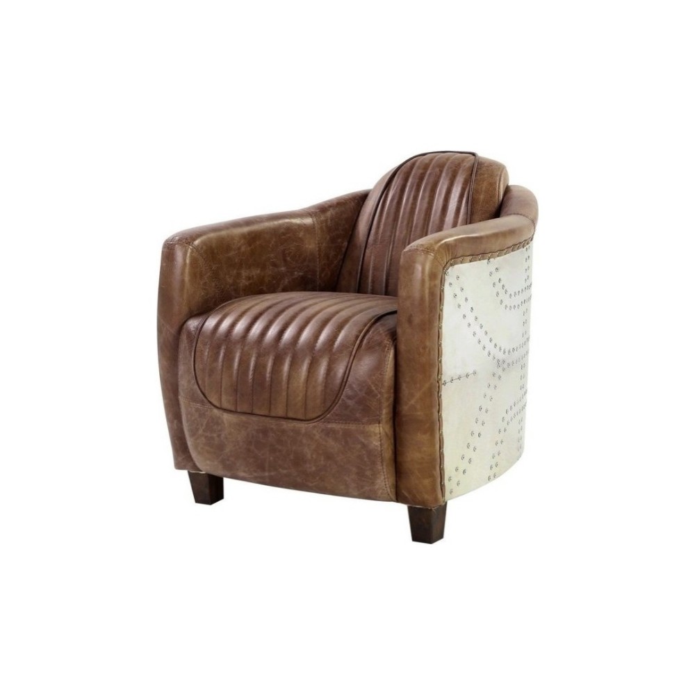 ACME Brancaster Chair, Retro Brown Top Grain Leather & Aluminum