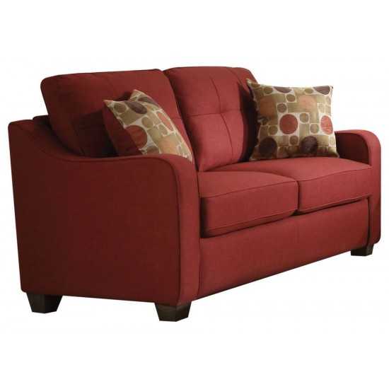 ACME Cleavon II Loveseat w/2 Pillows, Red Linen