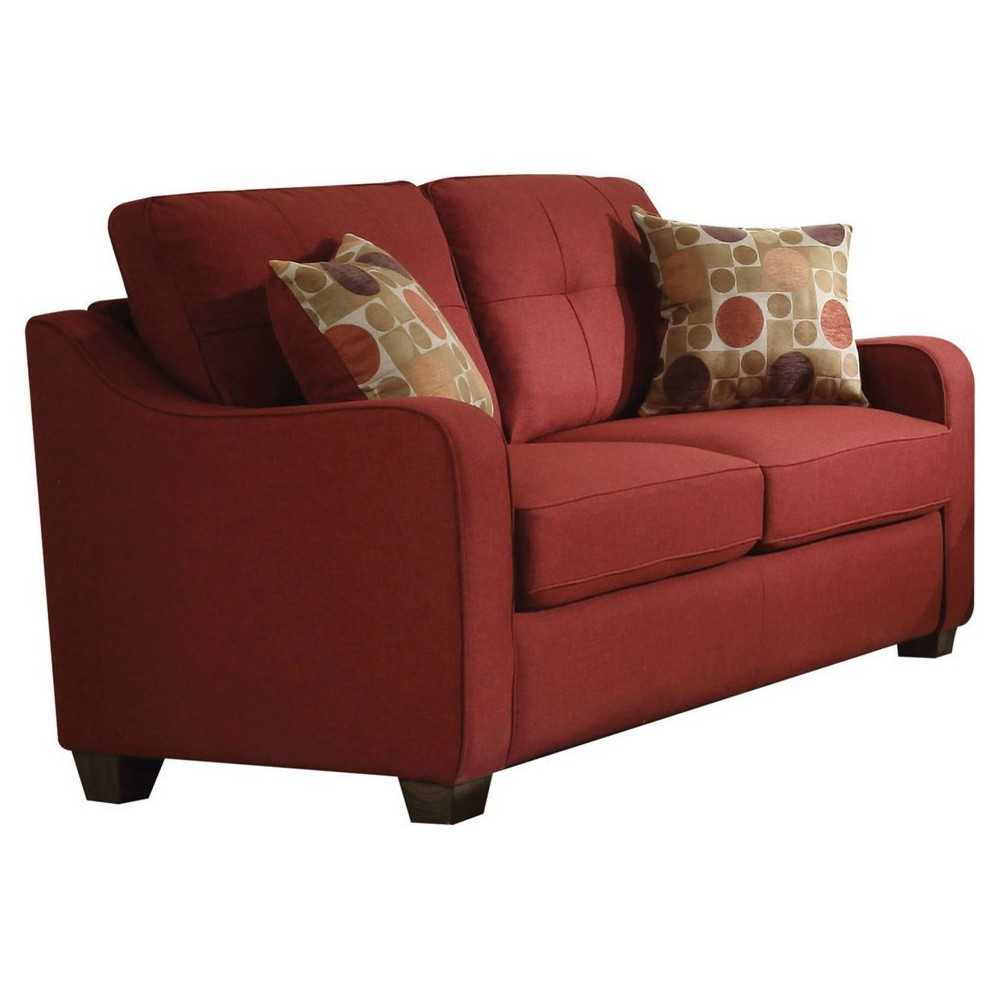 ACME Cleavon II Loveseat w/2 Pillows, Red Linen