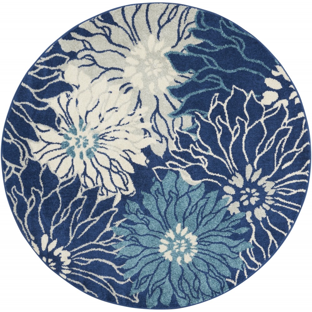 Nourison Passion PSN17 Area Rug, Navy/Ivory, 5'3" x Round