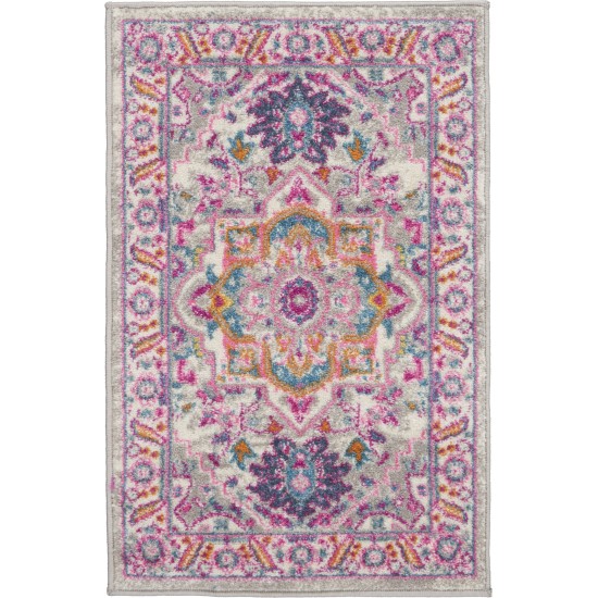 Nourison Passion PSN20 Area Rug, Light Grey/Pink, 1'10" x 2'10"