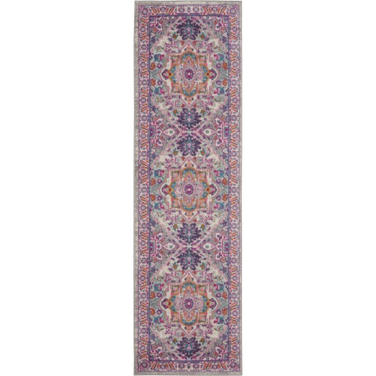 Nourison Passion PSN20 Runner Rug, Light Grey/Pink, 2'2" x 7'6"