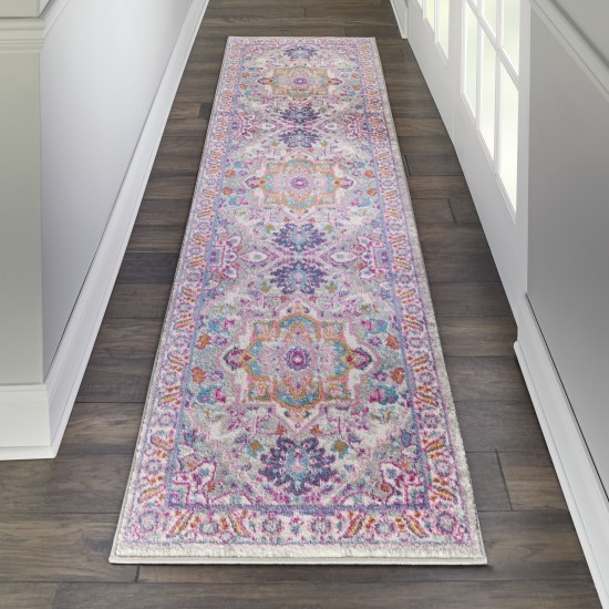 Nourison Passion PSN20 Runner Rug, Light Grey/Pink, 2'2" x 7'6"