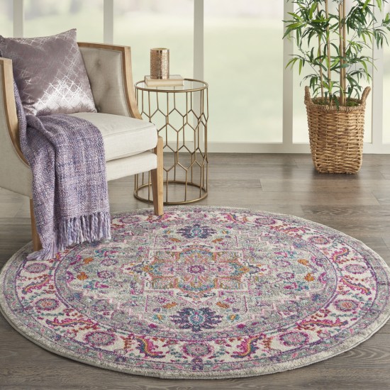 Nourison Passion PSN20 Area Rug, Light Grey/Pink, 4' x Round