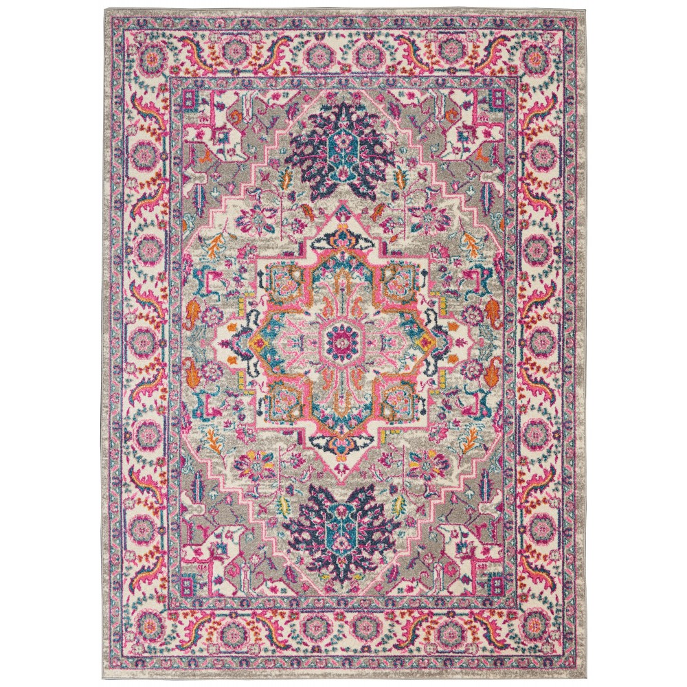 Nourison Passion PSN20 Area Rug, Light Grey/Pink, 5'3" x 7'3"