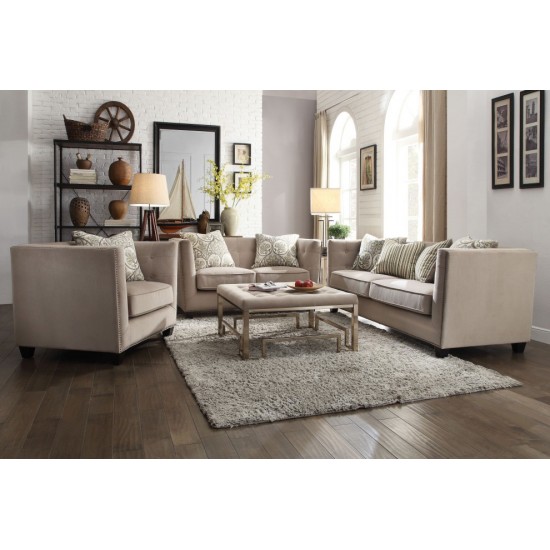 ACME Juliana Loveseat w/2 Pillows, Beige Fabric