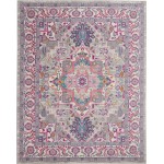 Nourison Passion PSN20 Area Rug, Light Grey/Pink, 6'7" x 9'6"