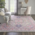 Nourison Passion PSN20 Area Rug, Light Grey/Pink, 6'7" x 9'6"