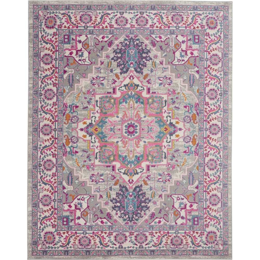 Nourison Passion PSN20 Area Rug, Light Grey/Pink, 8' X 10'