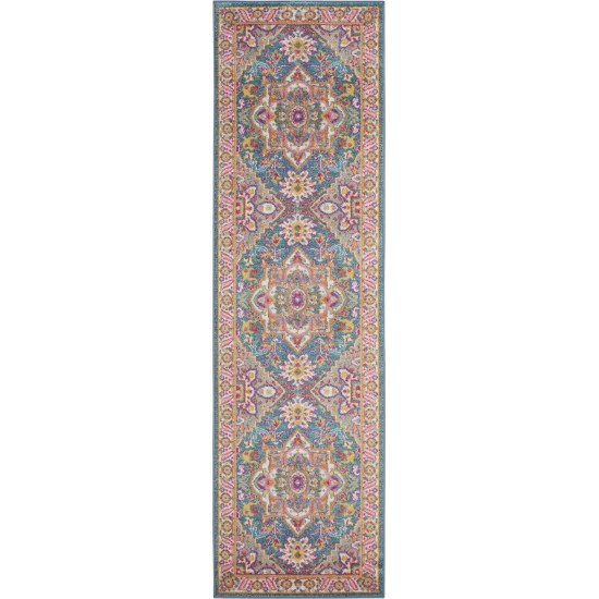 Nourison Passion PSN20 Runner Rug, Teal/Multicolor, 1'10" x 6'