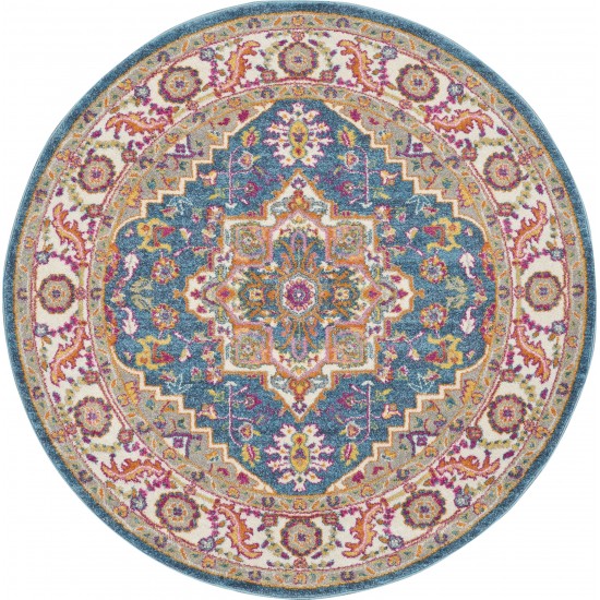 Nourison Passion PSN20 Area Rug, Teal/Multicolor, 4' x Round