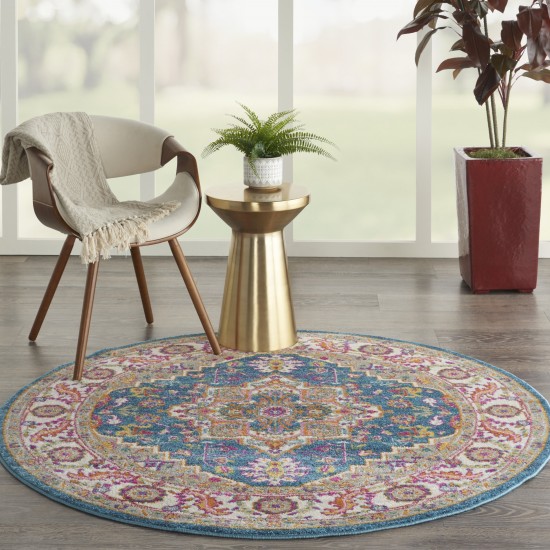 Nourison Passion PSN20 Area Rug, Teal/Multicolor, 4' x Round