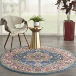 Nourison Passion PSN20 Area Rug, Teal/Multicolor, 5'3" x Round