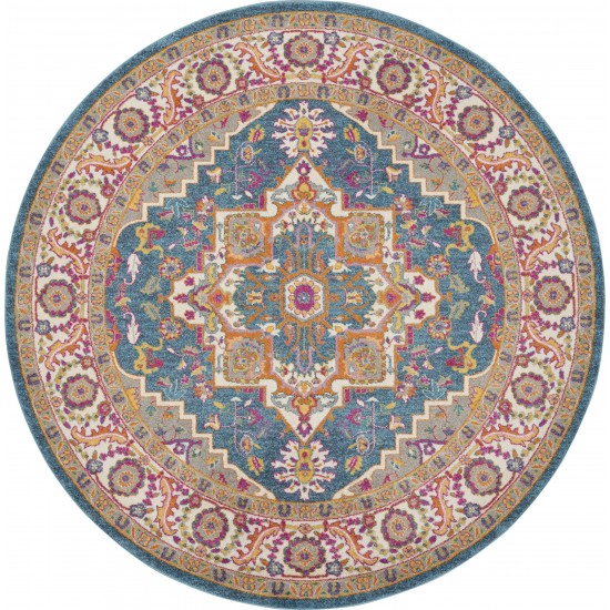 Nourison Passion PSN20 Area Rug, Teal/Multicolor, 8' x Round