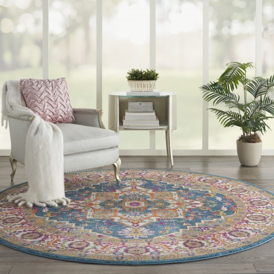 Nourison Passion PSN20 Area Rug, Teal/Multicolor, 8' x Round