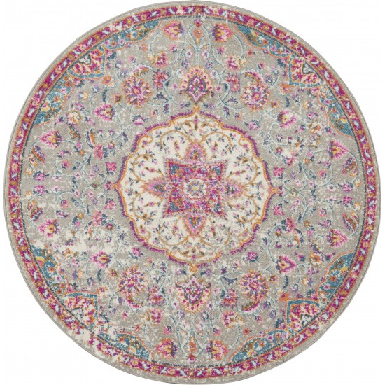 Nourison Passion PSN22 Area Rug, Grey/Multicolor, 4' x Round