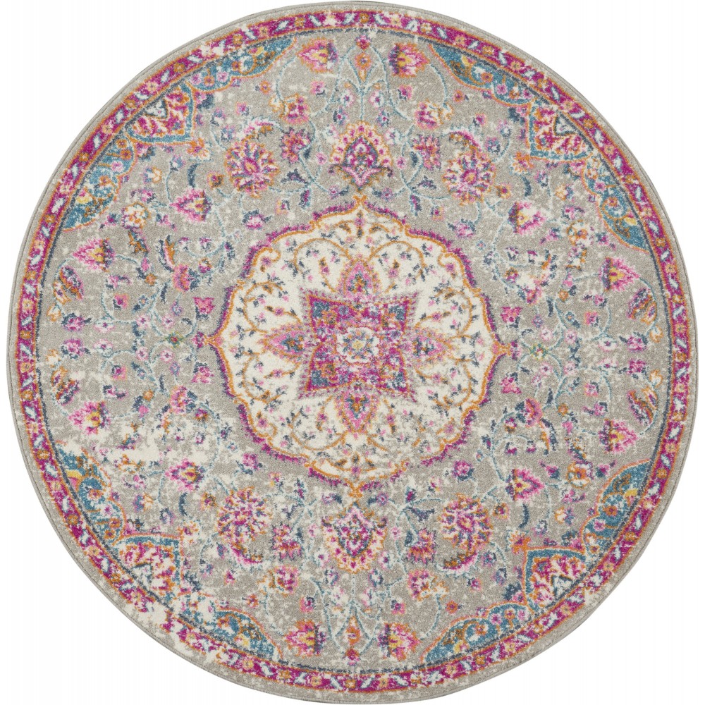 Nourison Passion PSN22 Area Rug, Grey/Multicolor, 4' x Round