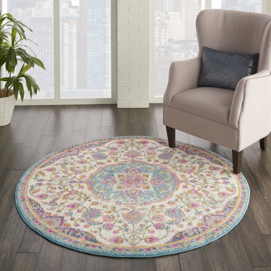 Nourison Passion PSN22 Area Rug, Ivory/Multicolor, 4' x Round